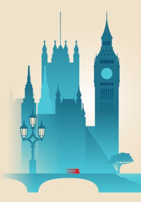 Poster Geometrische grafische architectuur van Londen