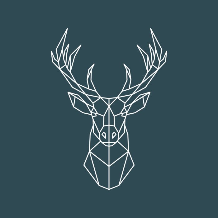 Poster geometrische herten schets