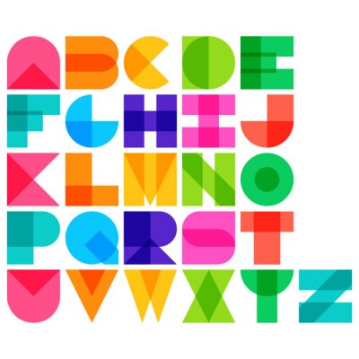 Poster Geometrische kleuren in de vorm van letters