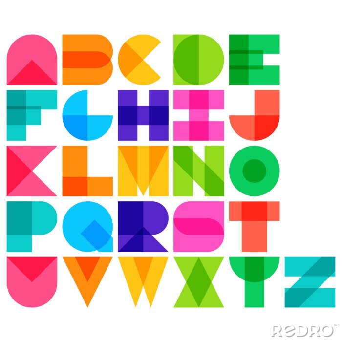 Poster Geometrische kleuren in de vorm van letters