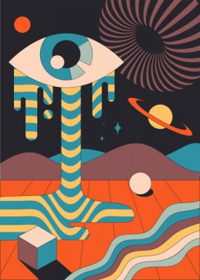 Poster Geometrische moderne compositie van figuren