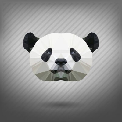 Poster Geometrische panda op een grijze achtergrond