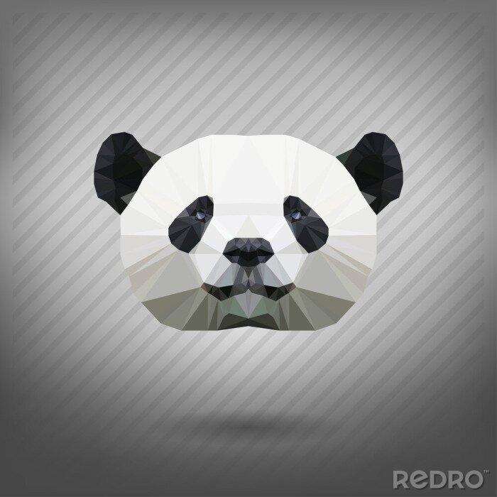 Poster Geometrische panda op een grijze achtergrond