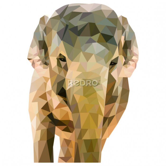 Poster Geometrische silhouet van een olifant