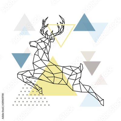 Poster Geometrische silhouet van een springend hert