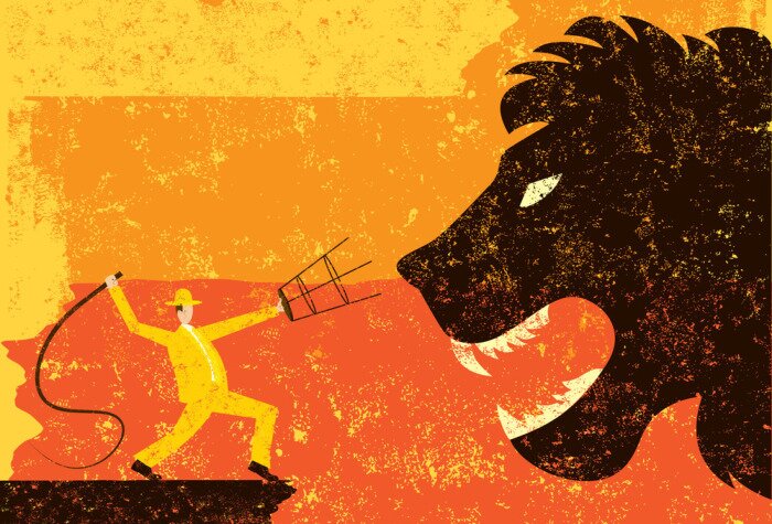 Poster Getrainde leeuw