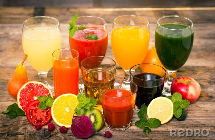 Poster Gezonde drankjes - groenten en fruit sappen en smoothies