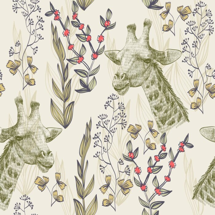 Poster Giraffen en de natuur om hen heen