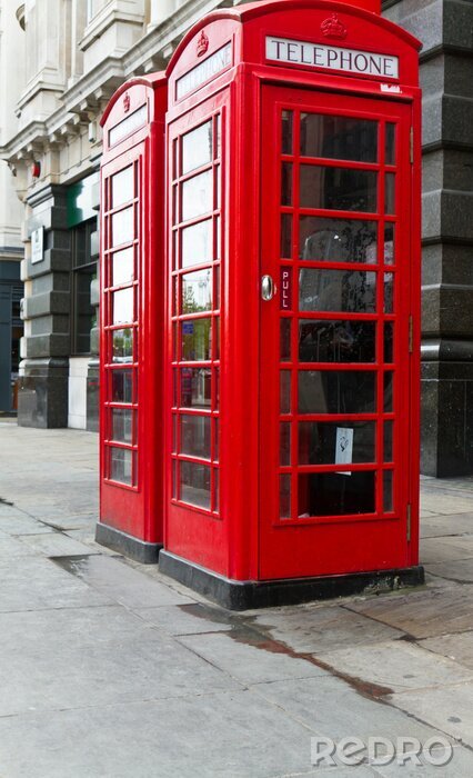 Poster Glimmende rode telefooncellen