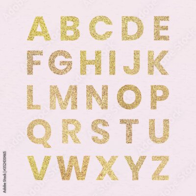 Poster Glitter letters van het alfabet op een roze achtergrond