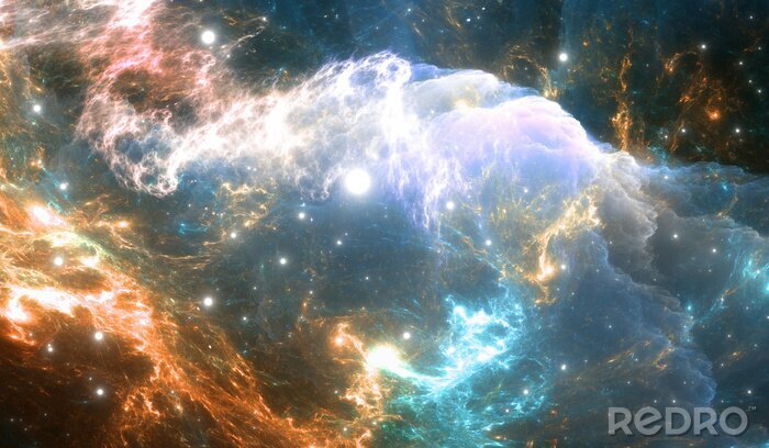 Poster Gloeiende Space Nebula. Detail