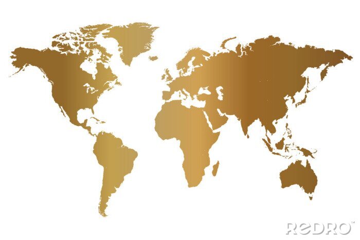 Poster Gold World Map Illustratie