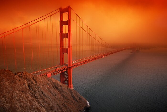 Poster Golden Gate Bridge op de helling