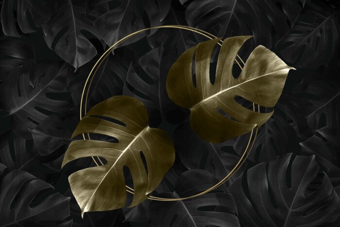 Poster Golden tropical leaves