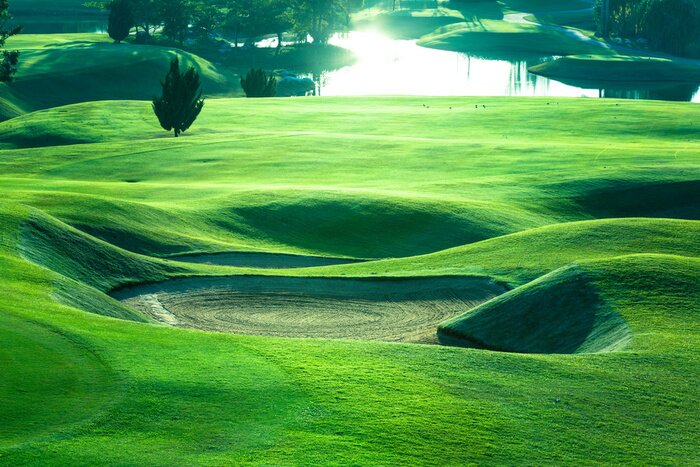 Poster Golf course beautiful turf and putting green, Golf course in Thailand.