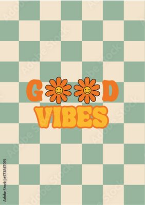 Poster Good Vibes typografie in retrostijl