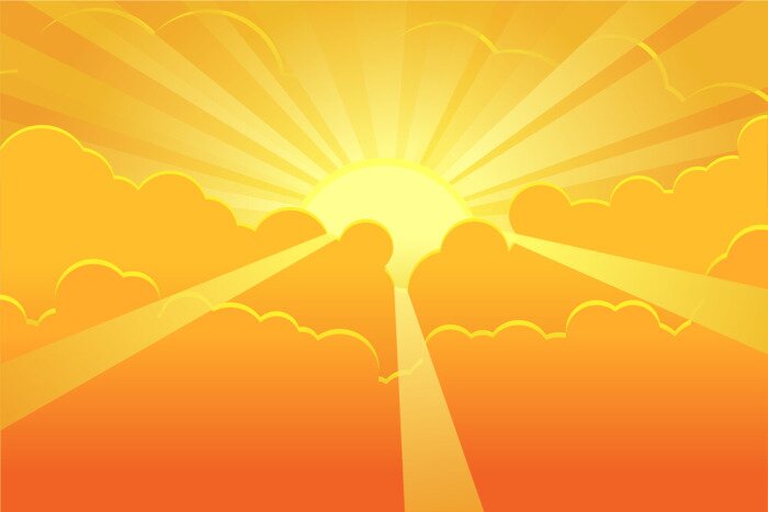 Poster Gouden zonsondergang in de wolken