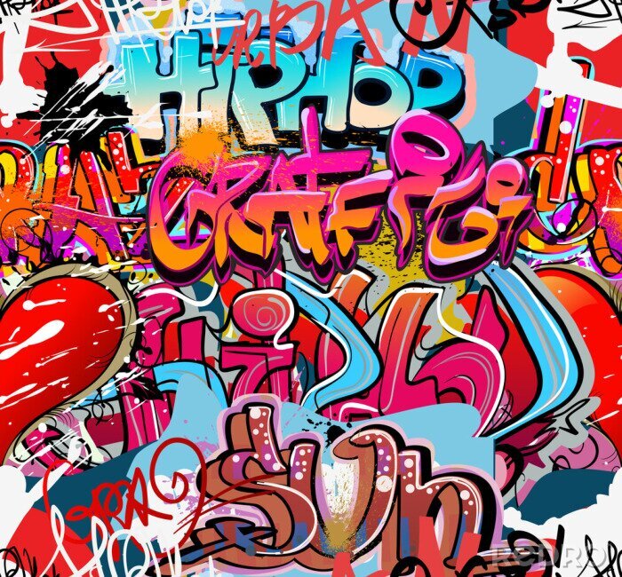 Poster Graffiti 3D met hip-hop