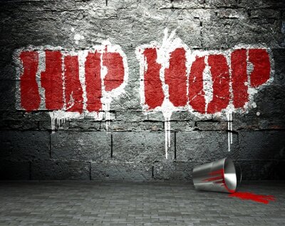 Poster Graffiti muur met hiphop, straat achtergrond