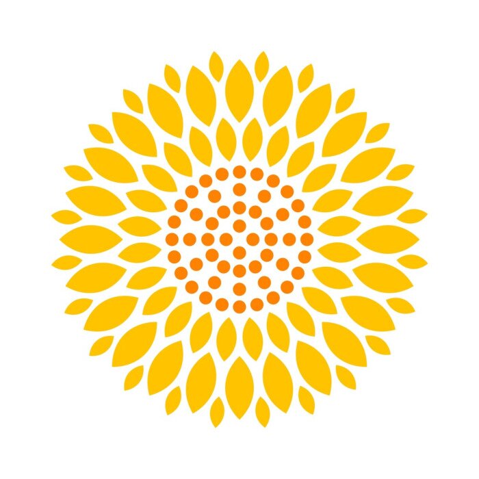 Poster Grafische geeloranje zonnebloem