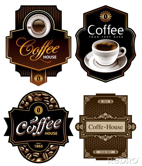 Poster Grafische motieven met koffie