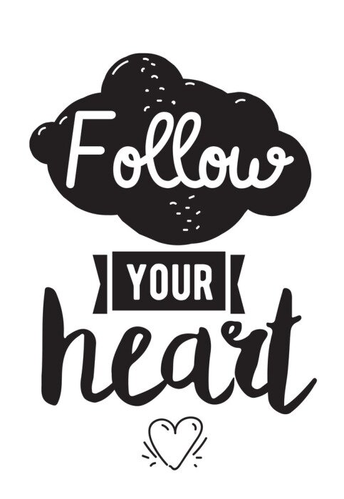 Poster Grafische motivatiewolk en hart