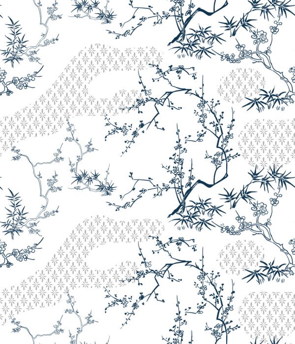 Poster Grafische natuurmotieven van bamboe