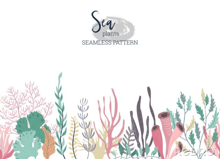 Poster Grafische planten in de oceaan