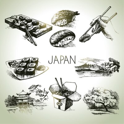 Poster Grafische vormgeving geïnspireerd op traditionele Japanse motieven.