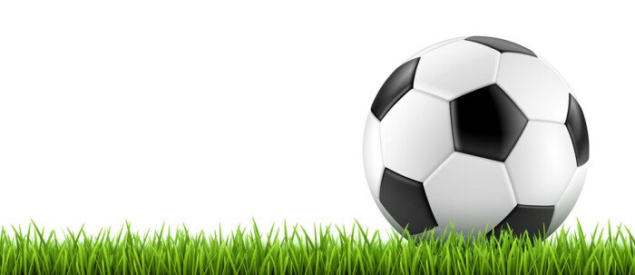 Poster Grafische weergave van een voetbal op het gras in 3D-stijl.