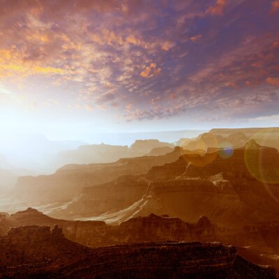 Grand Canyon landschap met zonsondergang