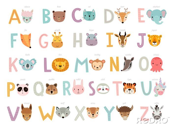 Poster Grappig alfabet met dieren