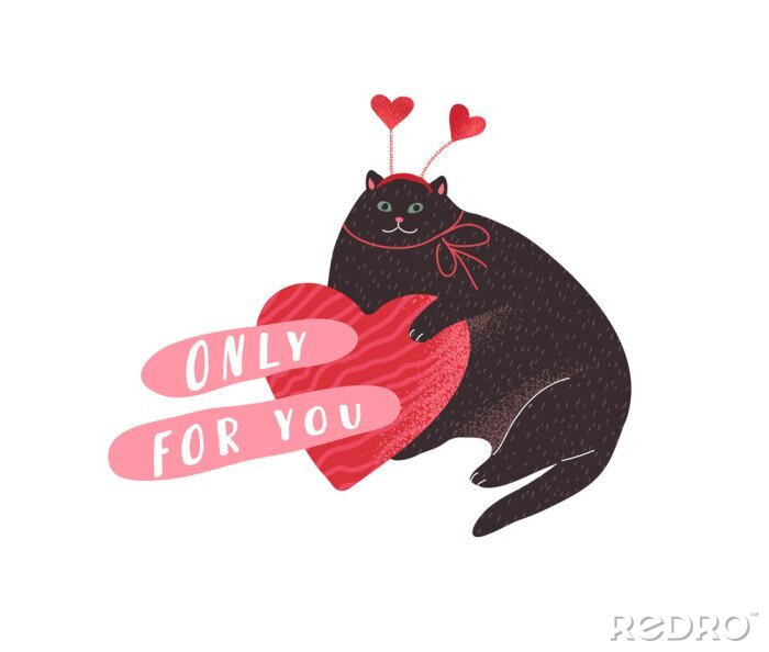 Poster Grappige kat met een hart