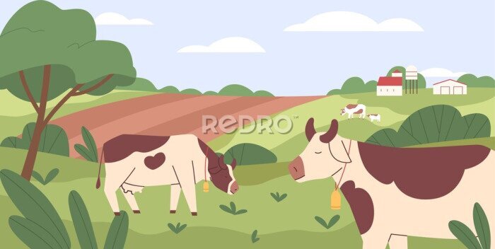 Poster Grazende koeien sprookje