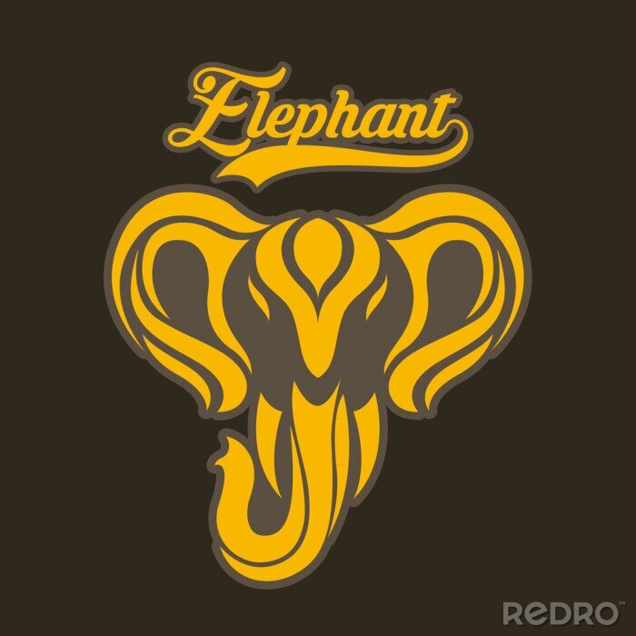Poster Grijze en gele olifant