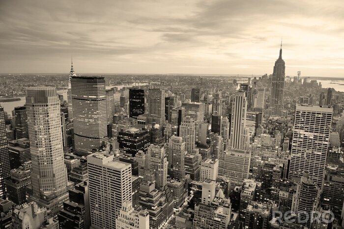 Poster Grijze metropolitaanse skyline