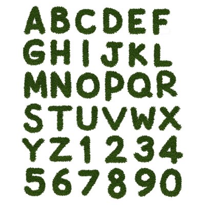 Groen alfabet gemaakt van gras