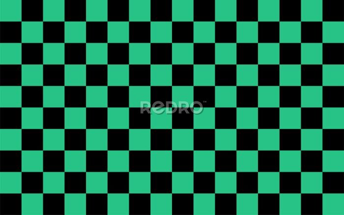Poster Groen en zwart schaakbord