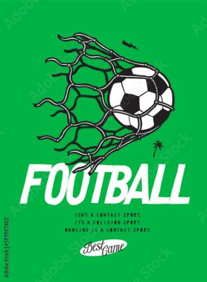 Poster Groene illustratie van een bal in een net