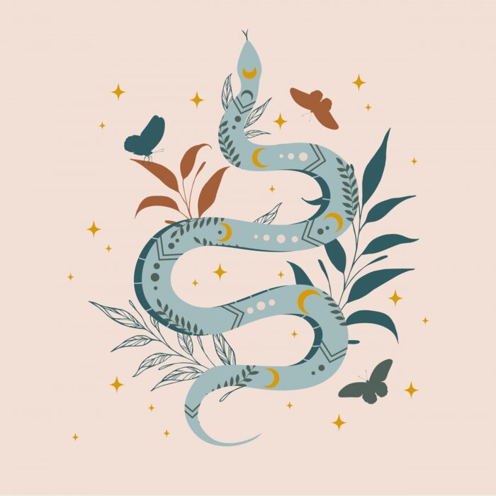 Poster Groene magische slang