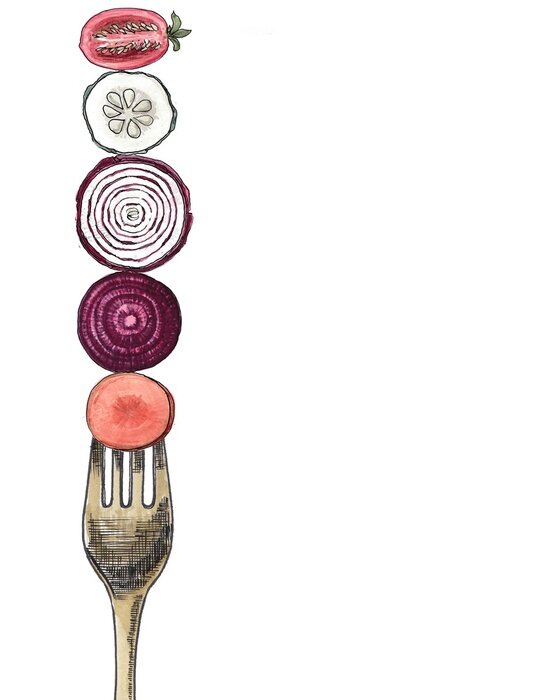 Poster Groenten en vork