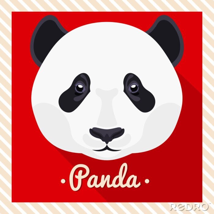 Poster Grote panda op een rode achtergrond