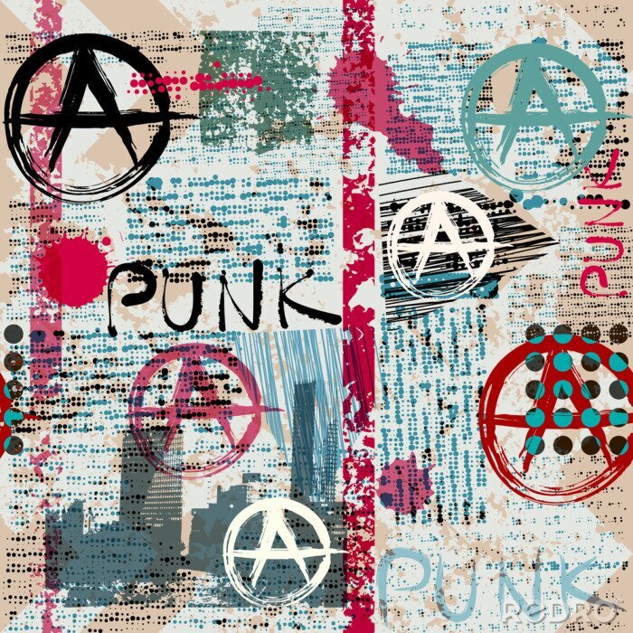Poster Grunge krant met woord Punk.