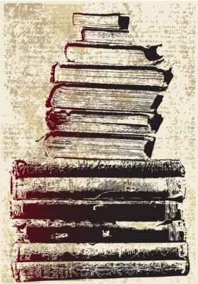 Poster Grunge Stapel van het boek