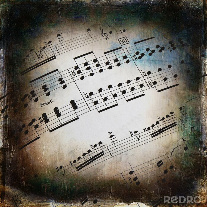 Poster Grungetextuur met muziek