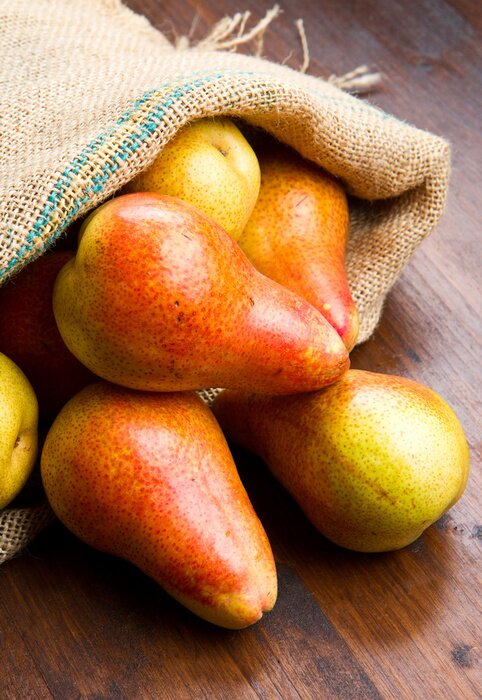 Poster Gruppo di pere in sacco di Juta