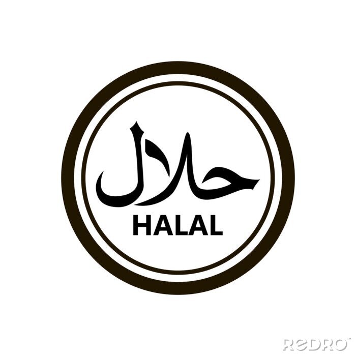 Poster Halal logo vector. Halal-voedselembleem. Tekenontwerp. Certificaat-tag. Voedingsetiket voor voedingsproducten voor apps en websites