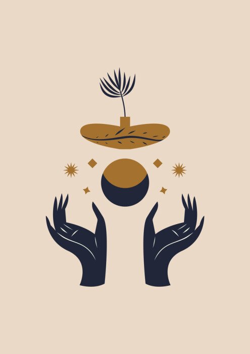 Poster Handen uitgestrekt naar de maan en de sterren