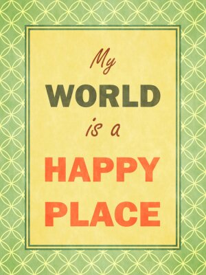 Poster Happy place belettering in retro stijl