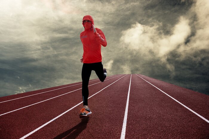 Poster Hardlopen in de wolken